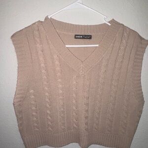 SHEIN Light Brown Knit Sweater Vest